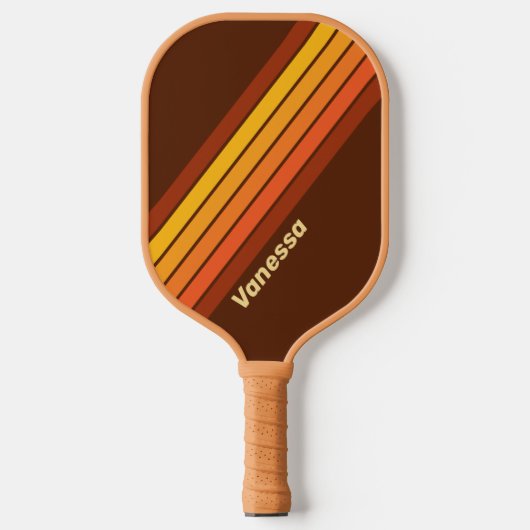 Vintage Stijl Gestreept met Naam Pickleball Paddle (Voorkant)