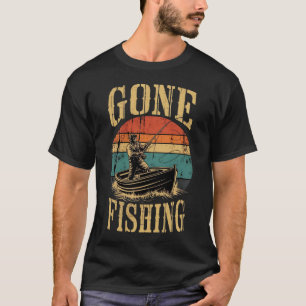 Vintage stijl GEVISTEN Visser retro Zonsondergang T-shirt