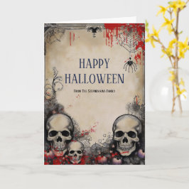 Vintage Stijl Halloween Schedel Gotische Wenskaart Kaart
