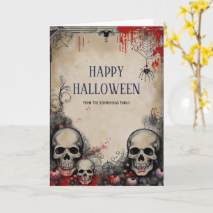 Vintage Stijl Halloween Schedel Gotische Wenskaart Kaart