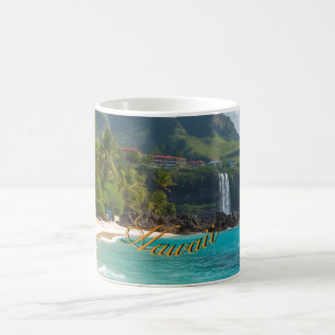 Vintage stijl Hawaiaanse blauwe zee palmen lucht r Koffiemok