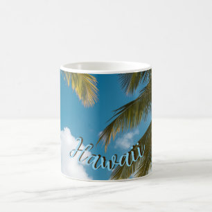 Vintage stijl Hawaiaanse blauwe zee palmen lucht r Koffiemok