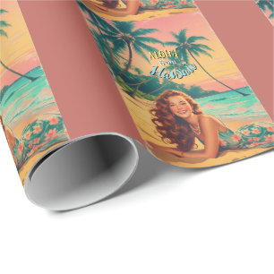 Vintage stijl Hawaiaanse reis Aloha uit Hawaï Cadeaupapier