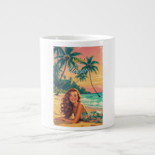 Vintage stijl Hawaiaanse reis Aloha uit Hawaï Grote Koffiekop