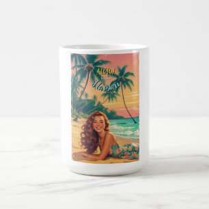 Vintage stijl Hawaiaanse reis Aloha uit Hawaï Koffiemok