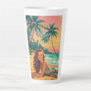 Vintage stijl Hawaiaanse reis Aloha uit Hawaï Latte Mok