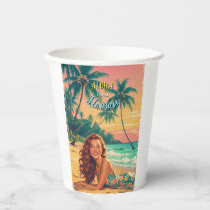 Vintage stijl Hawaiaanse reis Aloha uit Hawaï Papieren Bekers