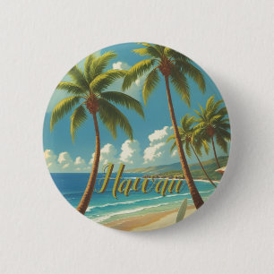 Vintage stijl Hawaiaanse reis Aloha uit Hawaï Ronde Button 5,7 Cm