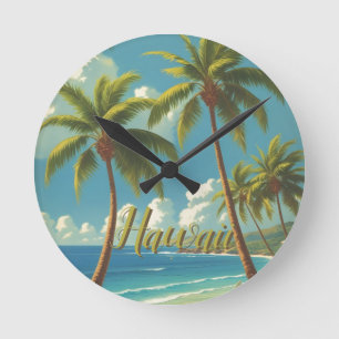 Vintage stijl Hawaiaanse reis Aloha uit Hawaï Ronde Klok