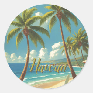 Vintage stijl Hawaiaanse reis Aloha uit Hawaï Ronde Sticker