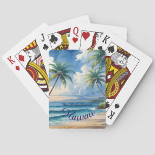 Vintage stijl Hawaiaanse reis Honolulu blauwe zee Pokerkaarten