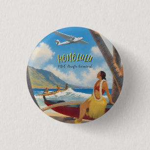 Vintage stijl Hawaiaanse reis Honolulu Hula-meisje Ronde Button 3,2 Cm