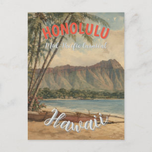 Vintage stijl Hawaïaanse reis Honolulu Midden-Paci Feestdagenkaart