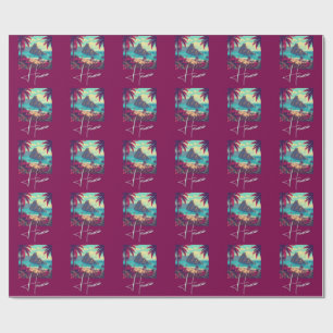 Vintage stijl Hawaiaanse reis Honolulu Midden-Stil Cadeaupapier