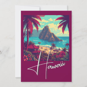 Vintage stijl Hawaiaanse reis Honolulu Midden-Stil Feestdagenkaart