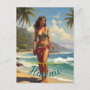 Vintage stijl Hawaiaanse reis Honolulu Midden-Stil Uitnodiging Briefkaart