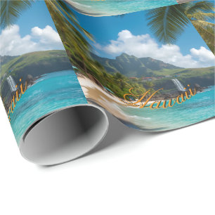 Vintage stijl Hawaiaanse reis kust blauwe zee Cadeaupapier