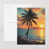 Vintage stijl Hawaiaanse reis kust zee zonsonderga Feestdagenkaart (Voorkant / Achterkant)