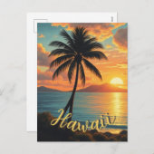 Vintage stijl Hawaiaanse reis kust zee zonsonderga Feestdagenkaart (Voorkant / Achterkant)