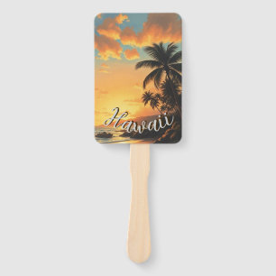 Vintage stijl Hawaiaanse reis kust zee zonsonderga Handwaaier