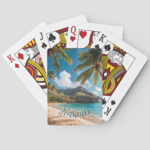 Vintage stijl Hawaiaanse reis kust zee zonsonderga Pokerkaarten