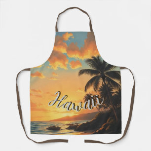 Vintage stijl Hawaiaanse reis kust zee zonsonderga Schort