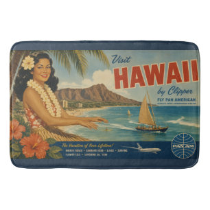 Vintage stijl Hawaiaanse reisadvertentie Badmat