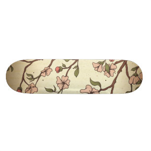vintage stijl kersenbloesem kunst skateboard