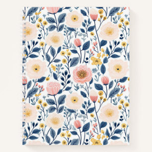 Vintage stijl kleine roze blauwe gele bloemen Cott Notitieboek