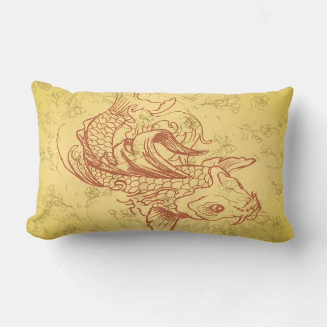 vintage stijl koi vector illustratie kussen (Voorkant)