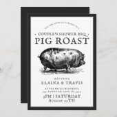 Vintage Stijl | Koppel Bruiloft BBQ Varkens BBQ Kaart (Voorkant / Achterkant)