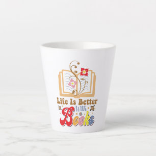 Vintage Stijl Lezen & Bibliotheek Grafisch Latte Mok