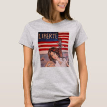 Vintage Stijl Liberté Portret met Amerikaanse Vlag