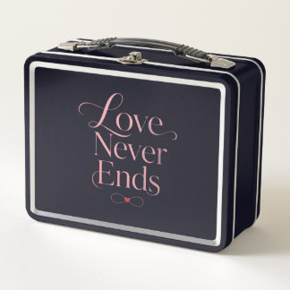 Vintage stijl "Liefde eindigt nooit" metalen lunch