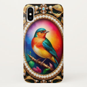 Vintage stijl lijst met kleurrijke vogel Case-Mate iPhone case