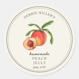 Vintage stijl Perzik op lichtgele Gelei pot Ronde Sticker