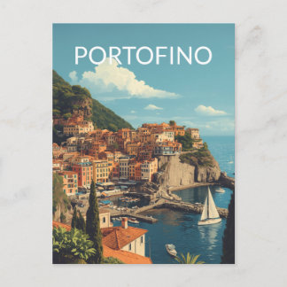Vintage stijl Portofino Genova Italië Briefkaart