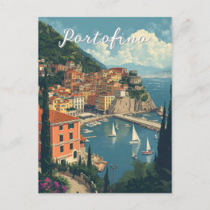 Vintage stijl Portofino Genova Italië Feestdagenkaart