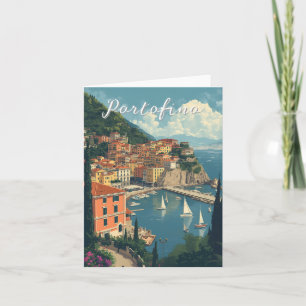 Vintage stijl Portofino Genova Italië Kaart