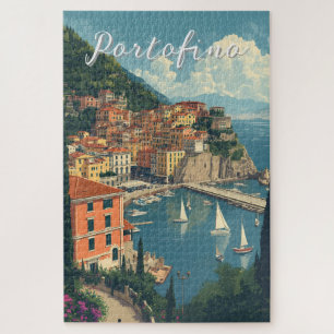Vintage stijl Portofino Genova Italië Legpuzzel