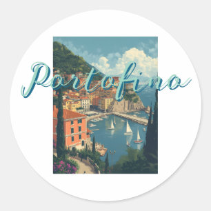 Vintage stijl Portofino Genova Italië Ronde Sticker