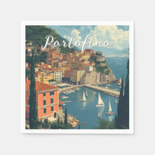 Vintage stijl Portofino Genova Italië Servet