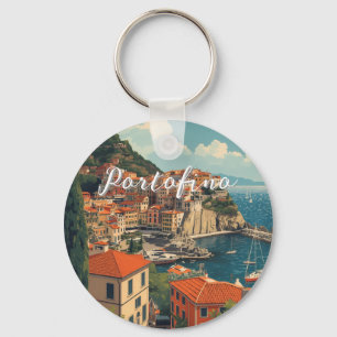 Vintage stijl Portofino Genova Italië Sleutelhanger