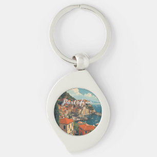Vintage stijl Portofino Genova Italië Sleutelhanger