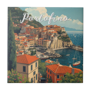 Vintage stijl Portofino Genova Italië Tegeltje