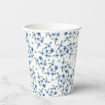 Vintage stijl print met kleine blauwe bloemen
