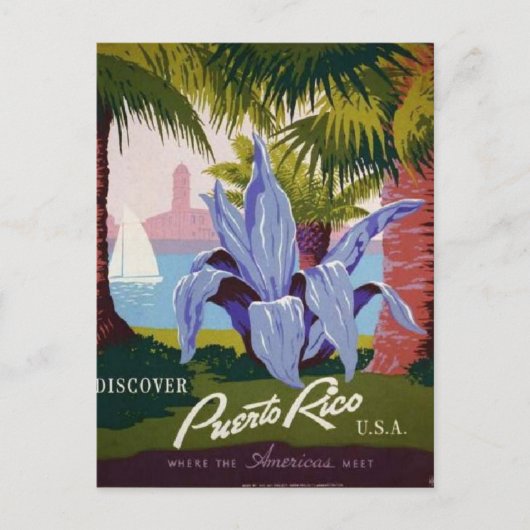 Vintage-Stijl Puerto Rico Briefkaart (Voorkant)