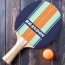Vintage Stijl Retro Bord Strepen met Naam Tafeltennisbatje