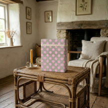 Vintage Stijl Roze Stippen op Jute