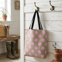 Vintage stijl roze stippen op jute
